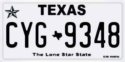 TX license plate CYG9348