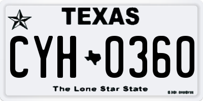 TX license plate CYH0360