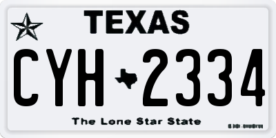 TX license plate CYH2334