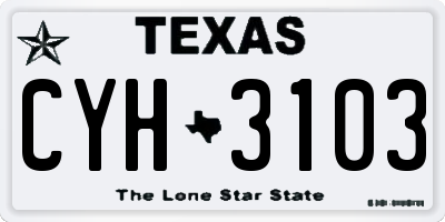TX license plate CYH3103