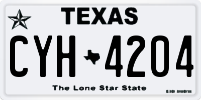 TX license plate CYH4204