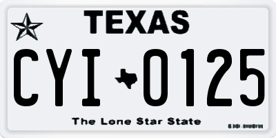 TX license plate CYI0125