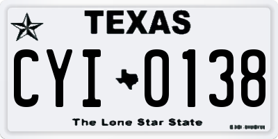 TX license plate CYI0138