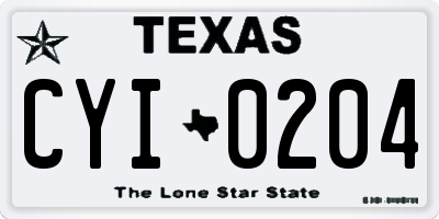 TX license plate CYI0204