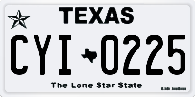 TX license plate CYI0225