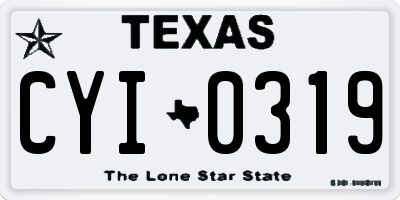 TX license plate CYI0319