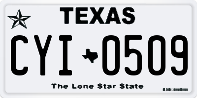 TX license plate CYI0509