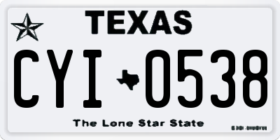 TX license plate CYI0538