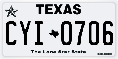 TX license plate CYI0706