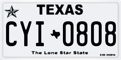 TX license plate CYI0808