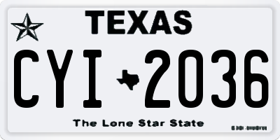 TX license plate CYI2036