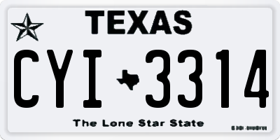 TX license plate CYI3314