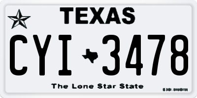 TX license plate CYI3478