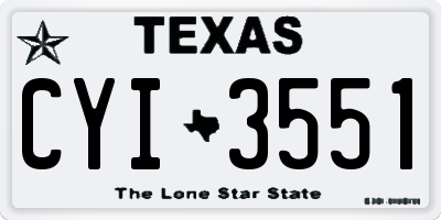 TX license plate CYI3551