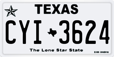 TX license plate CYI3624
