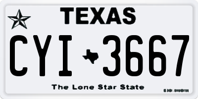 TX license plate CYI3667