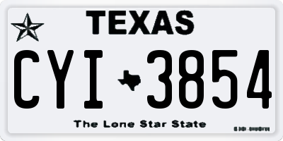 TX license plate CYI3854