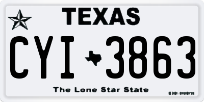 TX license plate CYI3863