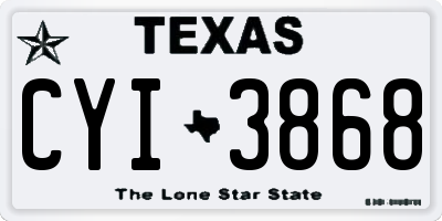 TX license plate CYI3868