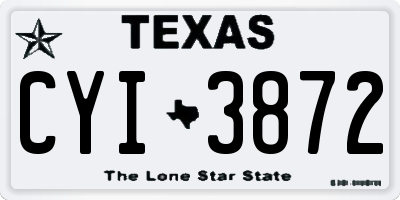 TX license plate CYI3872