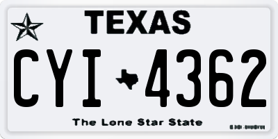 TX license plate CYI4362