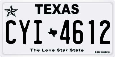 TX license plate CYI4612