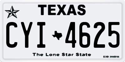 TX license plate CYI4625