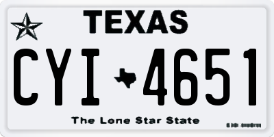 TX license plate CYI4651