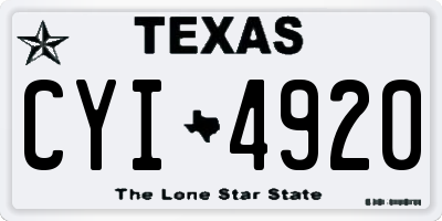 TX license plate CYI4920