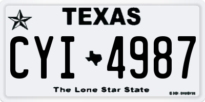 TX license plate CYI4987