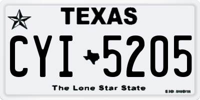 TX license plate CYI5205
