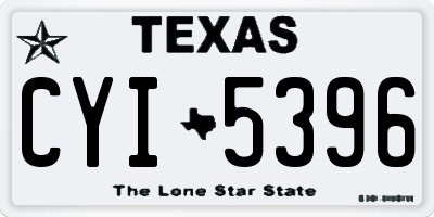 TX license plate CYI5396