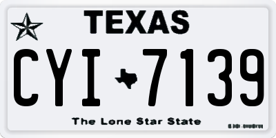 TX license plate CYI7139