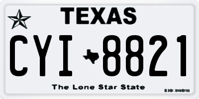 TX license plate CYI8821