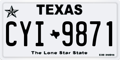 TX license plate CYI9871