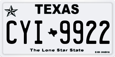 TX license plate CYI9922