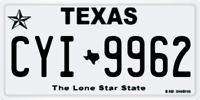 TX license plate CYI9962