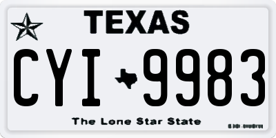 TX license plate CYI9983