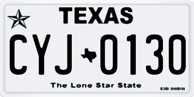 TX license plate CYJ0130