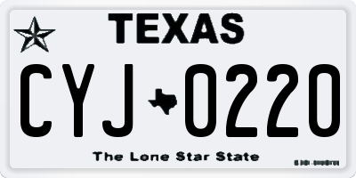 TX license plate CYJ0220