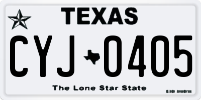 TX license plate CYJ0405