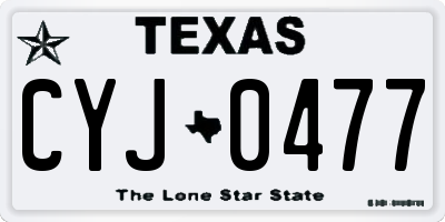TX license plate CYJ0477