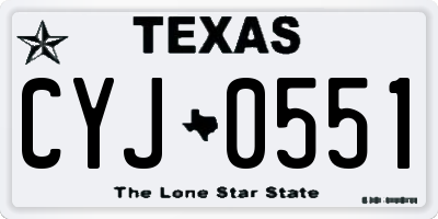 TX license plate CYJ0551