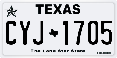 TX license plate CYJ1705