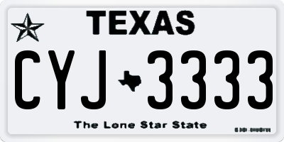 TX license plate CYJ3333