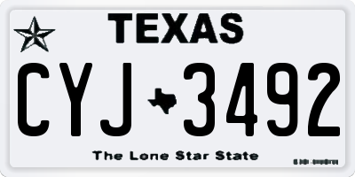 TX license plate CYJ3492