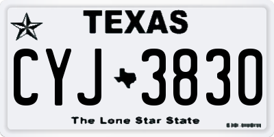 TX license plate CYJ3830