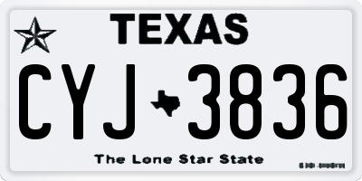 TX license plate CYJ3836