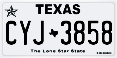 TX license plate CYJ3858