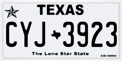TX license plate CYJ3923